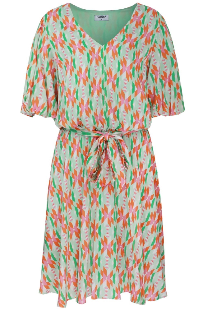 LYSA DRESS 25ZFSF03 011754 OFFWHITE/EDGE WATER GREEN
